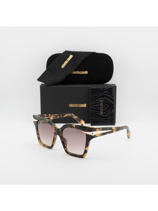 Roberto Cavalli SRC002M 0AGG Sunglasses Havana Square Frame, Brown Lenses main image 7